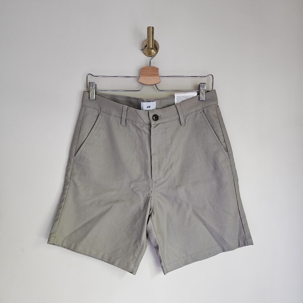NWT Men's Regular Fit Tan Cottn Shorts, H&M Size 29 Gray Shorts